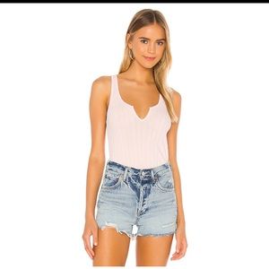 Michael Lauren Pink Kiss Nock V Neck Tank Small